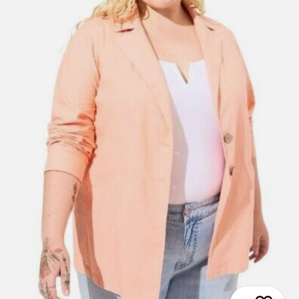 Torrid Peach Linen Women's Jacket Blazer Size 2